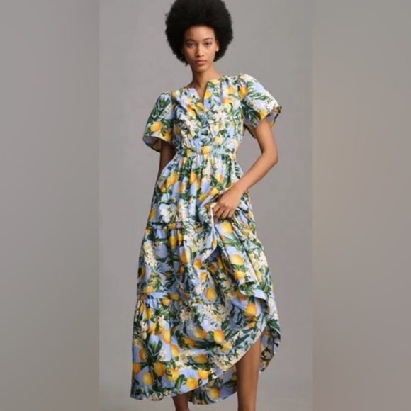 Anthropologie Somerset Maxi Dress Lemon Print XL - Picture 2 of 7